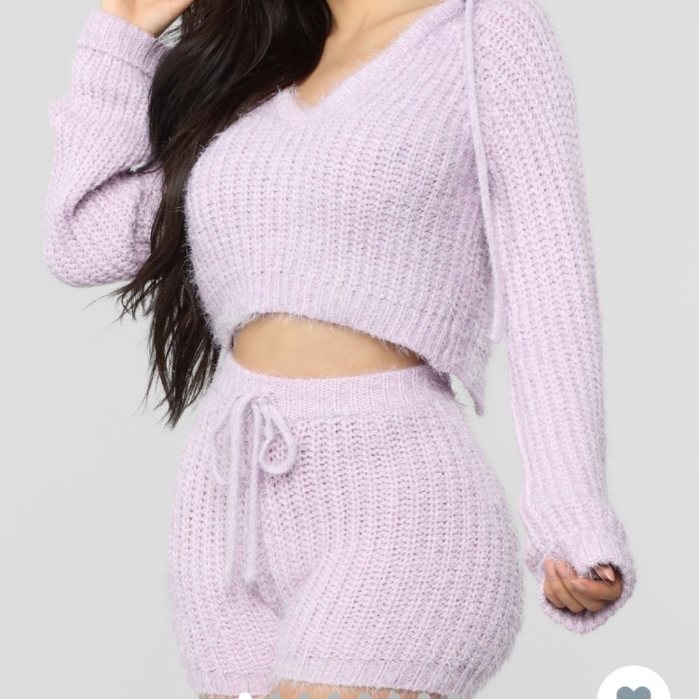 Fuzzy hoodie set lavender